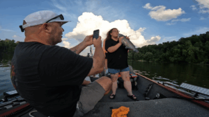 Libby kissing her first Potomac River Blue Cat. 